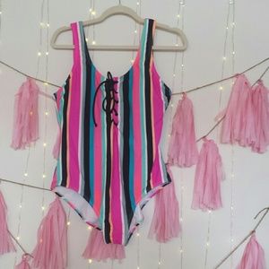 Striped One Piece Swimsuit size XL